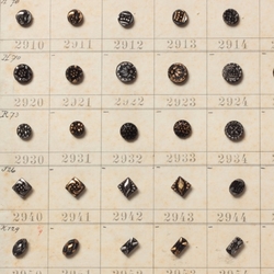 1904 Sample card (150) Czech antique black floral and geometric dimi glass buttons