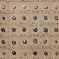 1907 Sample card (149) Czech antique pearl and pewter lustre dimi glass buttons