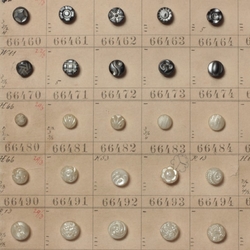 1907 Sample card (149) Czech antique pearl and pewter lustre dimi glass buttons