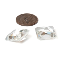 2 Large Czech vintage crystal clear square glass rhinestones 16mm