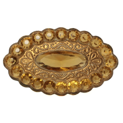 Vintage Art Deco Czech amber glass rhinestone pin brooch