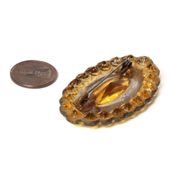 Vintage Art Deco Czech amber glass rhinestone pin brooch