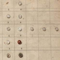 1916 Sample card (80) Czech antique satin bicolor paperweight lampwork glass buttons