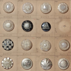 1910 Sample card (54) Czech antique metallic and pearl glass buttons