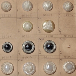 1910 Sample card (54) Czech antique metallic and pearl glass buttons