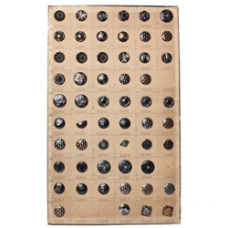 1907 Sample card (53) Czech antique metallic lustre glass buttons Japanese inspired
