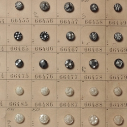 1907 Sample card (149) Czech antique pearl and pewter lustre dimi glass buttons