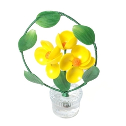 Vintage Czech miniature yellow lampwork glass flower plant ornament decoration