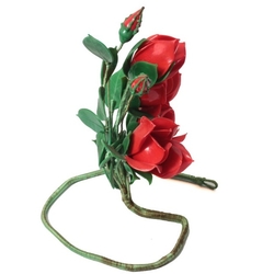 Antique Art Deco Czech handmade lampwork glass red rose flowers free standing ornament