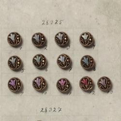 Antique Czech Sample card (101) Art Nouveau flower iridescent dimi glass buttons