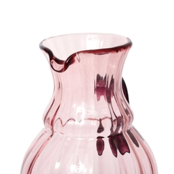 Vintage Czech cranberry pink and amethyst water pitcher jug and glass set