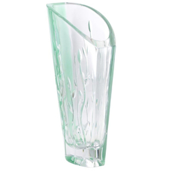 Rare Czech contemporary vintage floral crystal and green bicolor designer glass vase