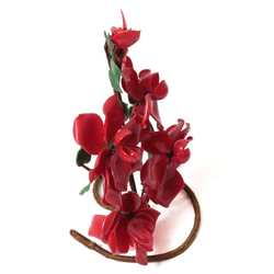 Antique Art Deco Czech handmade lampwork glass red flowers free standing ornament