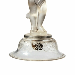 Vintage Czech Deco crystal glass cherub plate, bowl or candle pedestal holder column stem