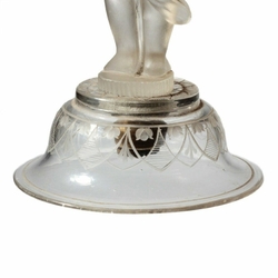 Vintage Czech Deco crystal glass cherub plate, bowl or candle pedestal holder column stem