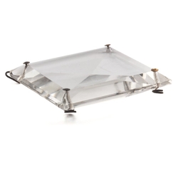 Large vintage German crystal clear glass chandelier lamp 4 hole connector prism 2.75"