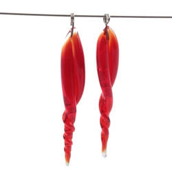 Lot of (10) Czech lampwork ruby red twist earring pendant glass beads