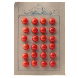 Card 24 vintage Deco Czech orange domed dimi doll glass buttons