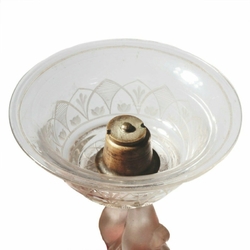 Vintage Czech Deco crystal glass cherub plate, bowl or candle pedestal holder column stem