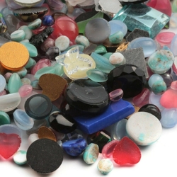 Lot (300+) Czech vintage glass rhinestones, cabochons, flatback rhinestones