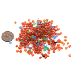Lot (250) Czech vintage carnelian chalcedony chrysoprase opaline glass cabochons 5mm