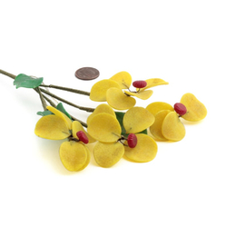 Antique Art Deco Czech lampwork glass bead yellow flowers stem ornament