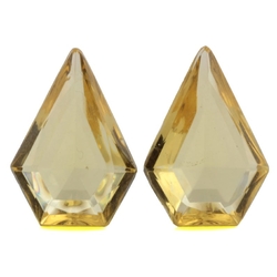 2 large Czech vintage honey topaz pentagon kite glass rhinestones 28x20mm