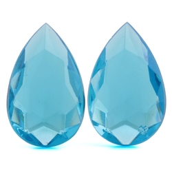 2 large Czech vintage blue teardrop glass rhinestones 32x20mm