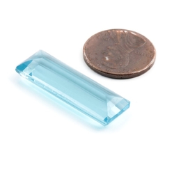 Large Czech vintage rectangle faceted aqua blue glass rhinestone 30x10mm