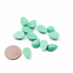 Glass cabochons Lot (12) 14x10mm Czech vintage teardrop grey green