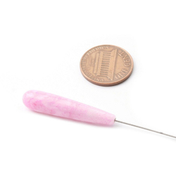 Antique Czech pink satin marble lampwork head pin earring pendant glass bead