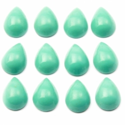 Glass cabochons Lot (12) 14x10mm Czech vintage teardrop grey green