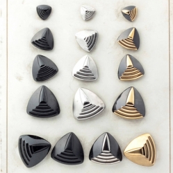 Sample card (16) Czech Art Deco 1920's Vintage silver gold gilt geometric triangle art glass buttons