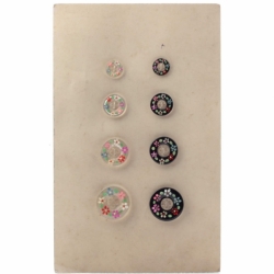 Vintage Czech glass buttons Sample card (8) Art Deco 1920's intaglio floral hand painted
