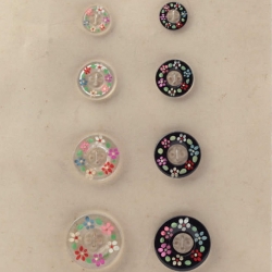 Vintage Czech glass buttons Sample card (8) Art Deco 1920's intaglio floral hand painted
