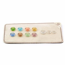 Czech vintage glass buttons Sample card (11) 1920s Deco transparent 4 leaf clover flower 