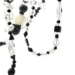 Vintage Czech statement necklace crystal faceted black flower Uranium melon blown Art Deco glass beads