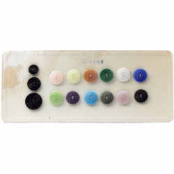 Czech vintage glass buttons Sample card (15) 1920s Deco etched opaque satin
