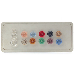 Vintage glass buttons Sample card (13) 1920's transparent lustre multicolor