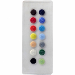 Sample card (14) 18mm Czech Art Deco 1920's Vintage opaque satin geometric shell glass buttons