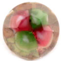 Rare large 9mm Czech antique pink green floral lampwork crystal glass rhinestone