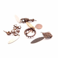 Lot (4) Czech Art Deco 1920's Vintage metal pin brooch design jewelry elements