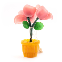Vintage Czech Art Deco miniature lampwork glass pink opaline flower stem plant pot ornamant
