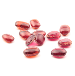 Lot (12) C19th Czech Bohemian antique red glass cabochon drops 