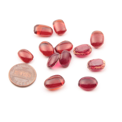 Lot (12) C19th Czech Bohemian antique red glass cabochon drops 