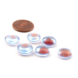 Lot (6) C19th Czech Bohemian antique blue glass cabochon drops 