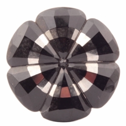 44mm large antique 1900's Czech silver metallic black faceted flower glass button