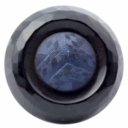 27mm antique Czech blue iridescent metallic black faceted faux fabric glass button
