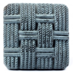 Antique Victorian Czech metallic imitation fabric weave square black glass button