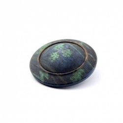 27mm Czech antique Victorian metallic floral imitation fabric black glass button 